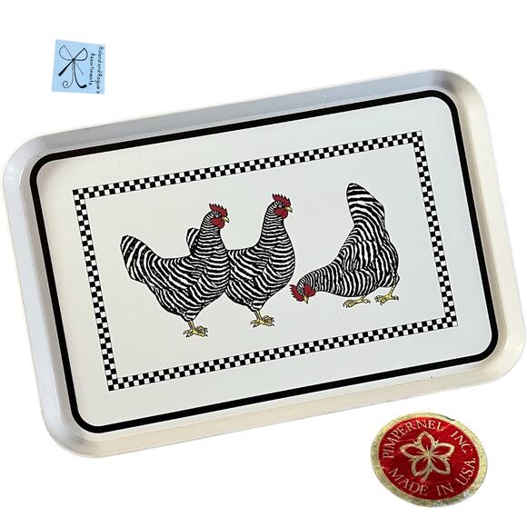 Pimpernel Inc. Checkered Zebra Chicken Plastic Tray - Picture 1 of 4